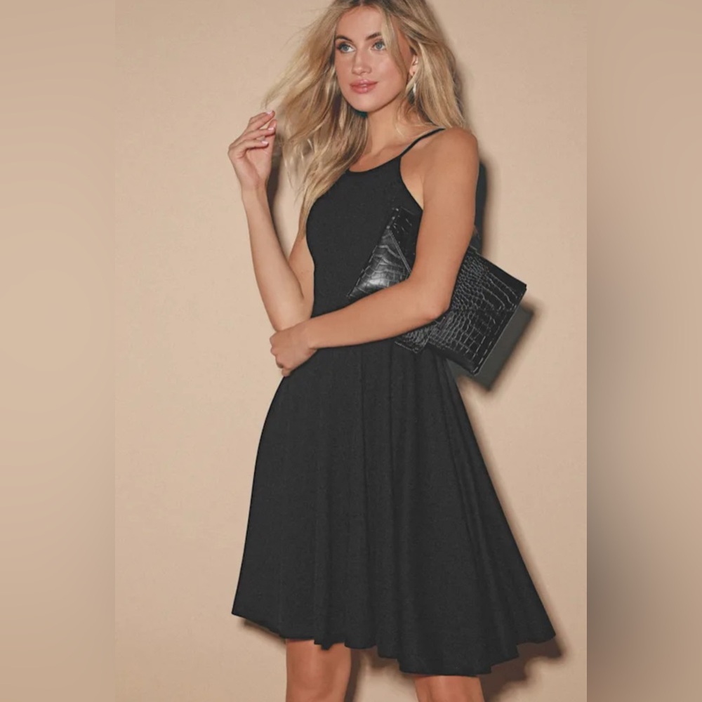 Lulu's Irresistible Charm Black Midi Dress.  XS.  Black